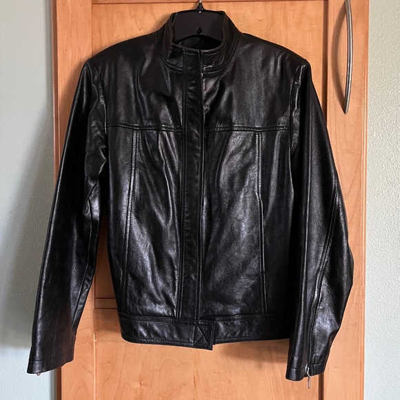 Black Leather Jacket Satin Lined Like New Women's Small - Picture 1 of 15